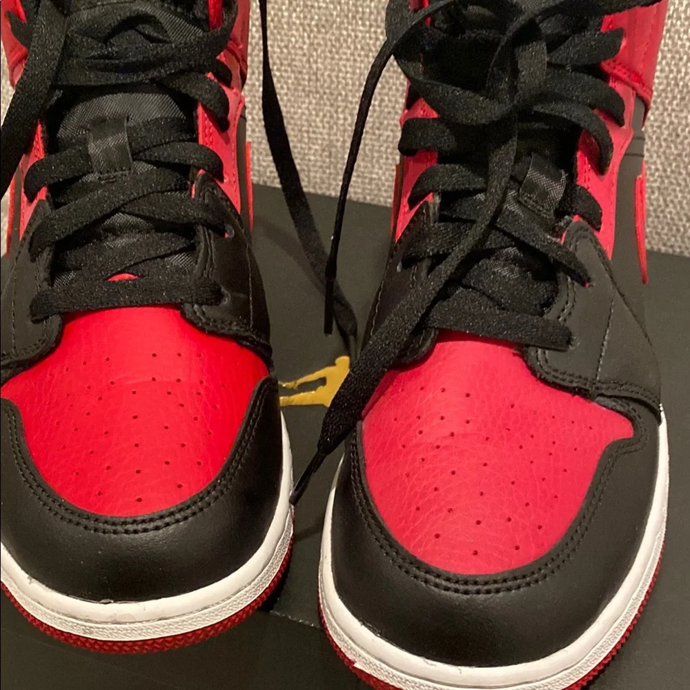 Nike Air Jordan 1 Mid Red and Black High-Top Sneakers